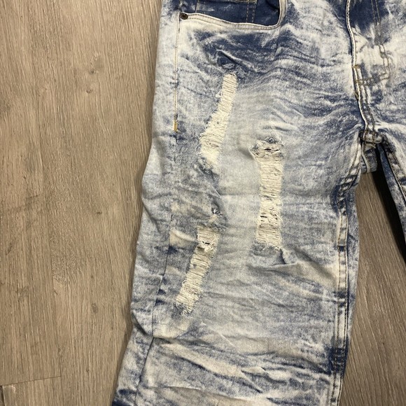 EVOLUTION MENS FRAYED LIGHT BLUE SLIM FIT STRETCH MENS SIZE 30 NEW - Picture 2 of 3